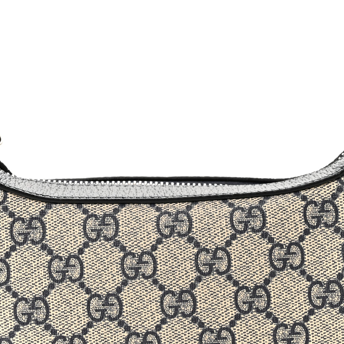 GG Supreme Monogram Textured Dollar Calfskin Web Mini Ophidia Half Moon Hobo Beige Blue