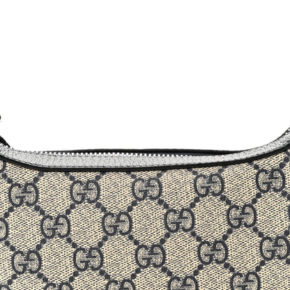 Gucci GG Supreme Monogram Textured Dollar Calfskin Web Mini Ophidia Half Moon Hobo Beige Blue 8 of 11
