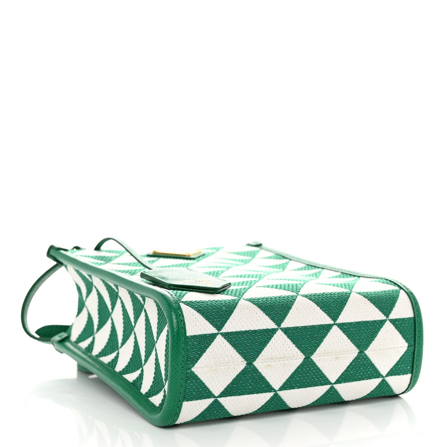 Jacquard Saffiano Triangolo Symbole Embroidered Micro Tote Mango White