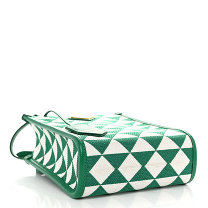 Prada Jacquard Saffiano Triangolo Symbole Embroidered Micro Tote Mango White 4 of 11