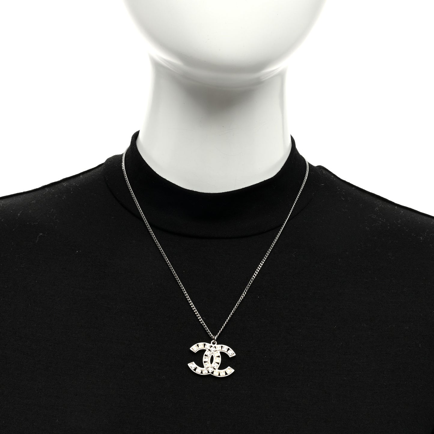Baguette Crystal CC Necklace Silver