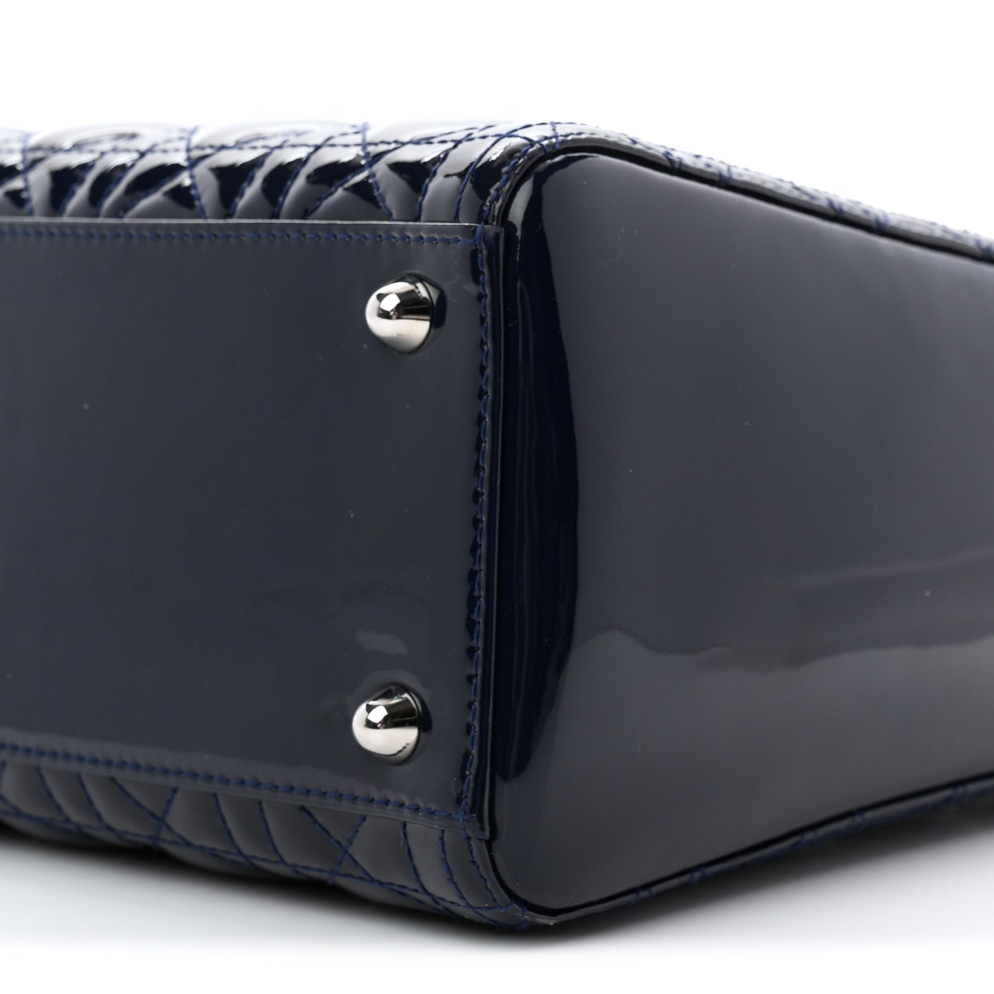 Patent Cannage Large Lady Dior Navy Blue