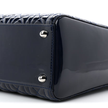 Christian Dior Patent Cannage Large Lady Dior Navy Blue 10 of 10