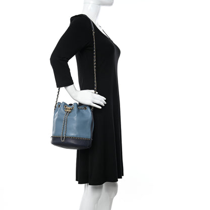 Chanel Grained Calfskin Lambskin CC Drawstring Bag Light Blue 2 of 10