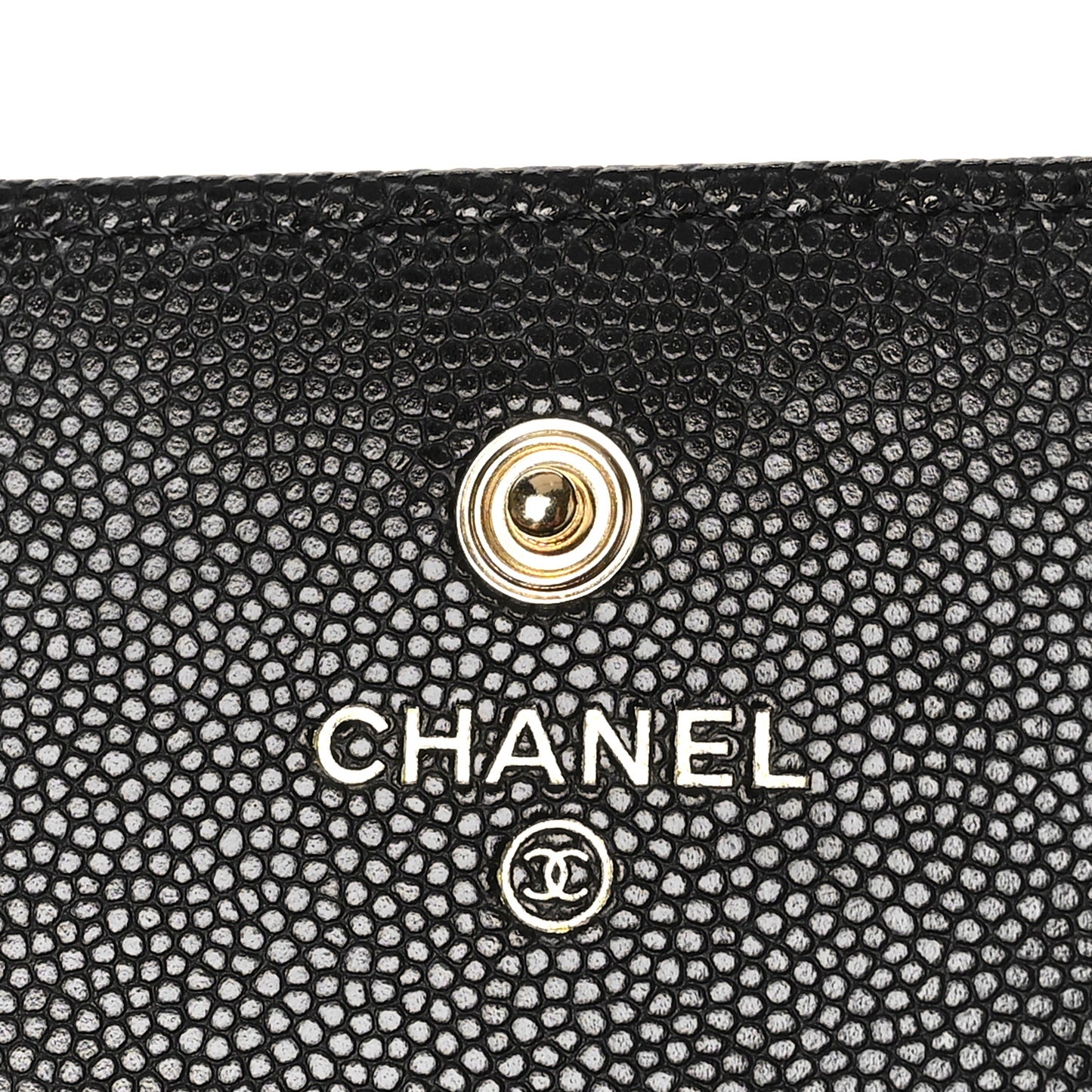 Caviar Quilted Enamel Coco Casino Compact Flap Wallet Black