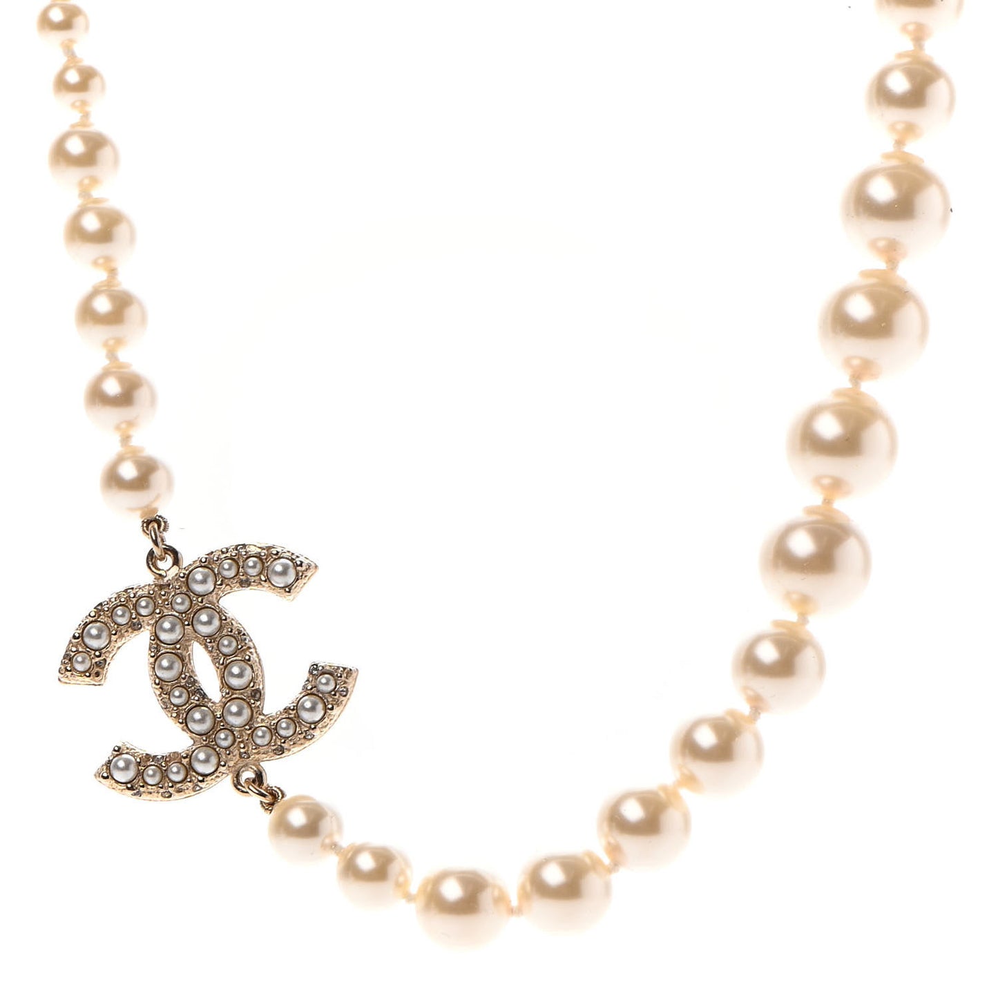 Pearl CC 100th Anniversary Necklace Light Gold