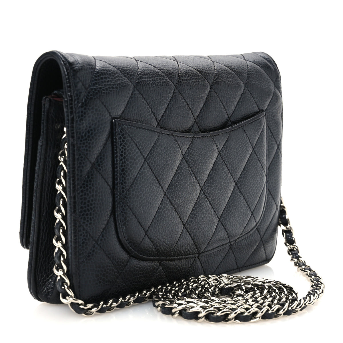 Caviar Quilted Wallet on Chain WOC Black