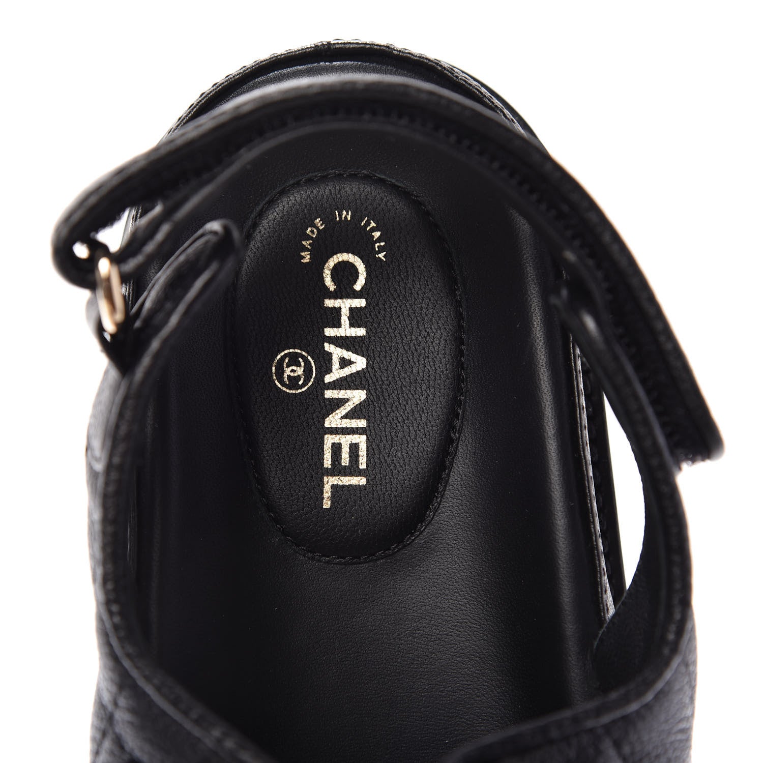 Chanel Grained Calfskin Velcro Dad Sandals 39 Black 7 of 10
