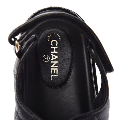 Chanel Grained Calfskin Velcro Dad Sandals 39 Black 7 of 10