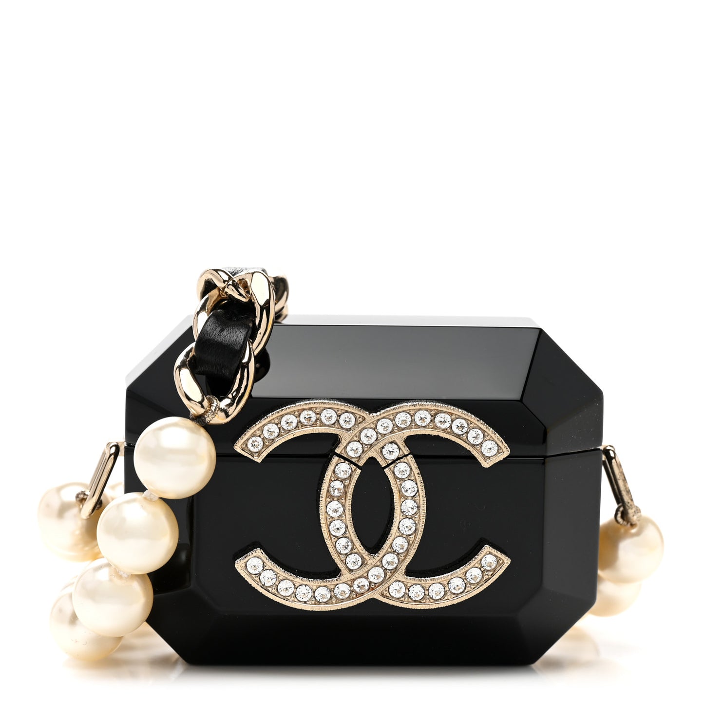 Resin Crystal Pearl Airpods Pro Holder Necklace Black Pearly White