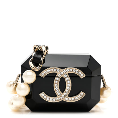 Chanel Resin Crystal Pearl Airpods Pro Holder Necklace Black Pearly White 1 of 7