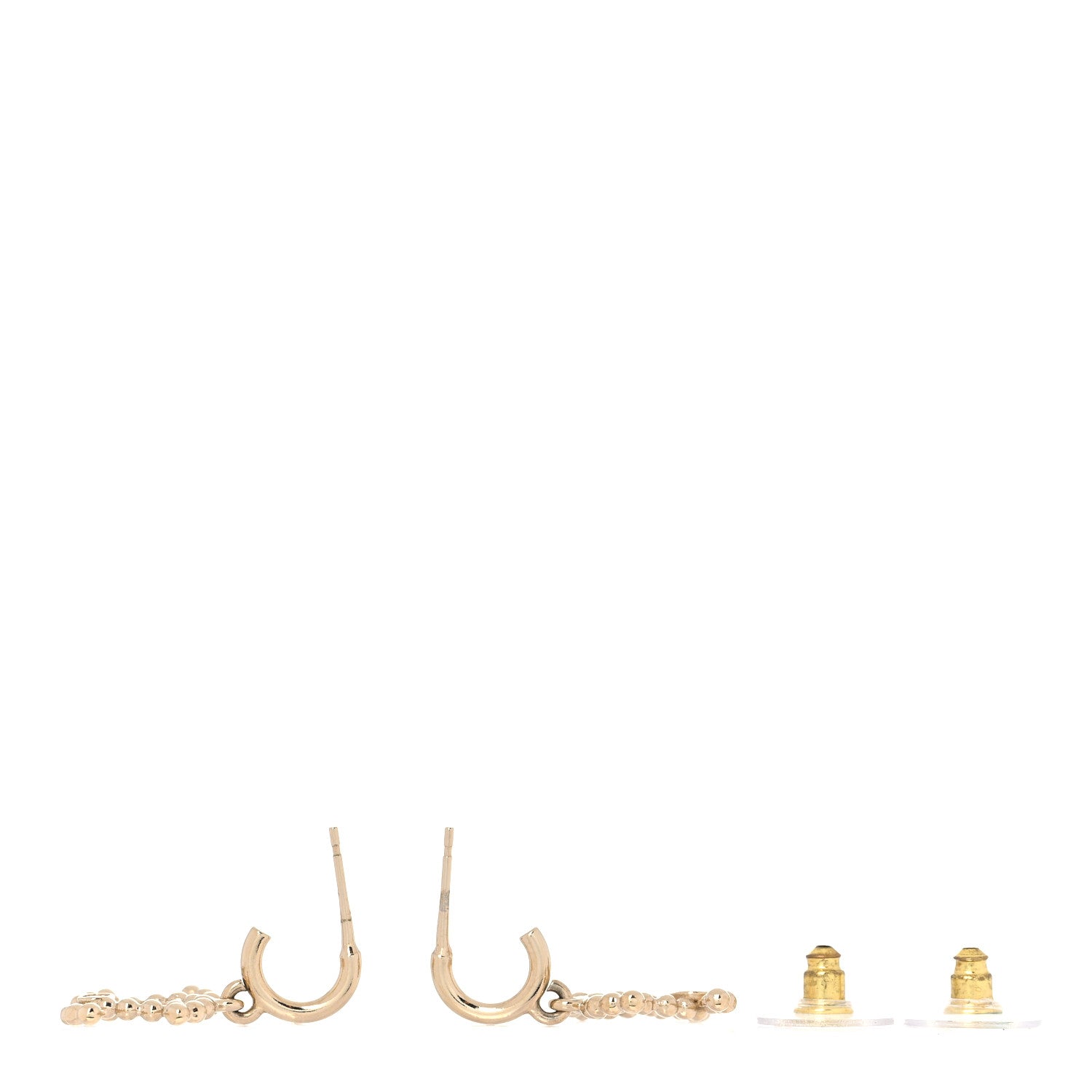 Chanel Metal Bead CC Drop Earrings Gold 3 of 4