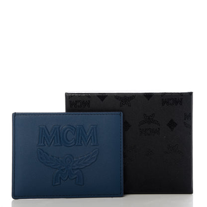 MCM Coburg Injection Embossed Card Case Navy Grey 7 of 7