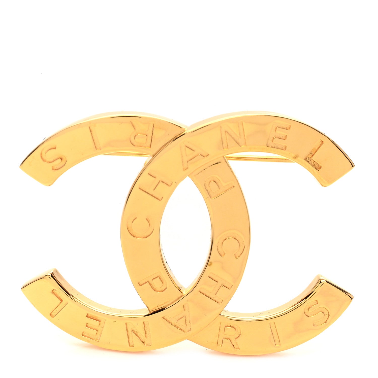 Chanel Metal Paris Button CC Large Brooch Gold 1 of 5