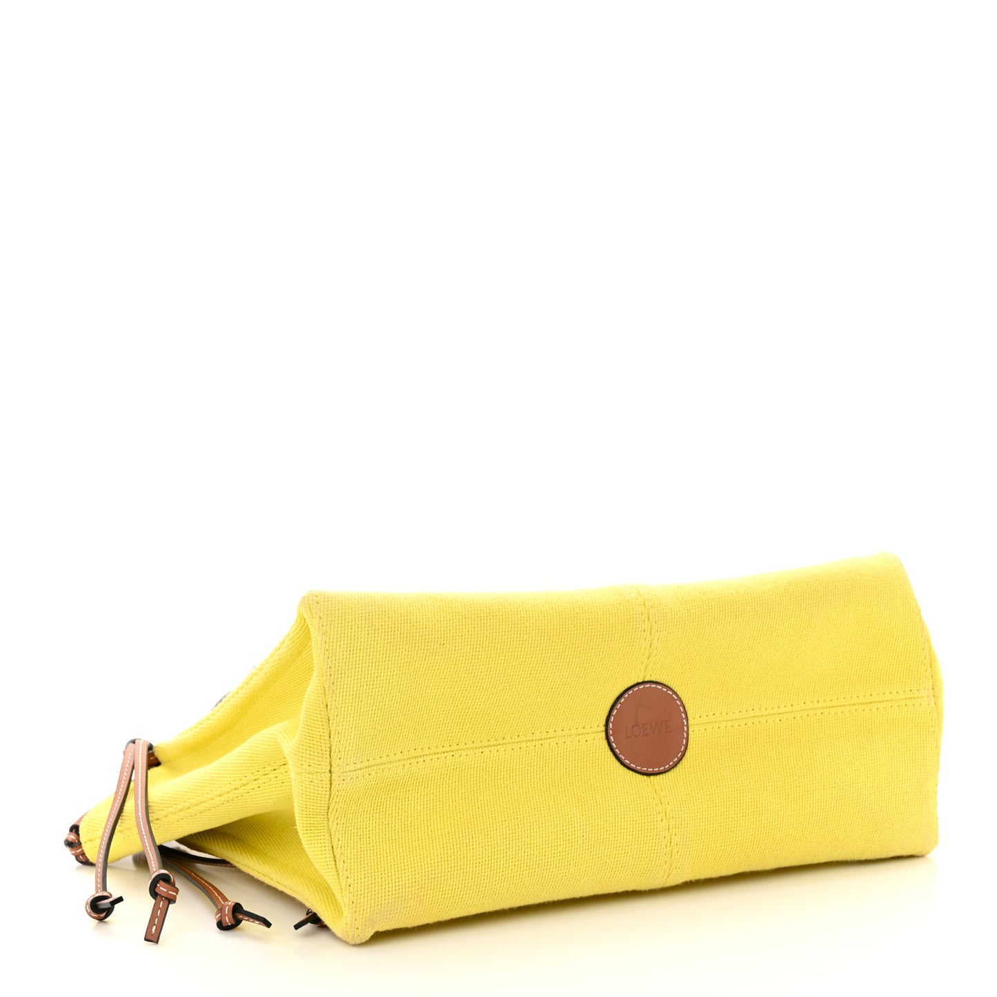 Canvas Calfskin Cushion Tote Yellow