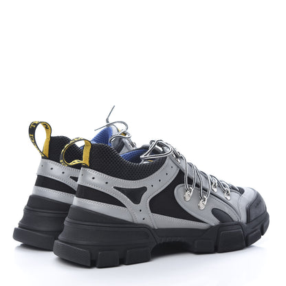 Gucci X SEGA Mesh Technical Canvas Calfskin Reflective Mens Flashtrek Sneakers 10 Silver Black 4 of 8