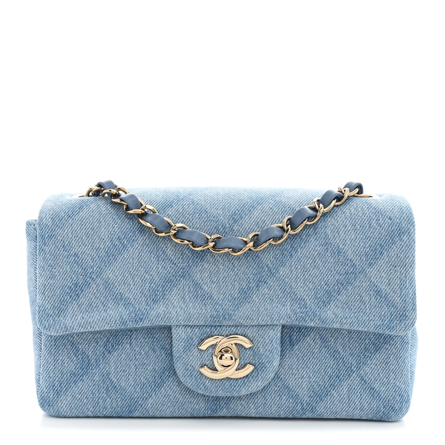 Chanel Printed Denim Quilted Mini Rectangular Flap Light Blue 1 of 11