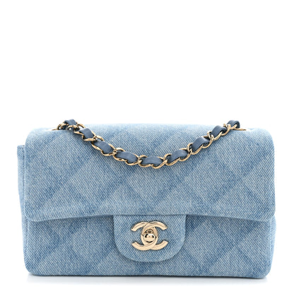 Chanel Printed Denim Quilted Mini Rectangular Flap Light Blue 1 of 11