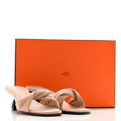Hermes Suede Goatskin Giny 55 Sandals 38 Nude 11 of 11