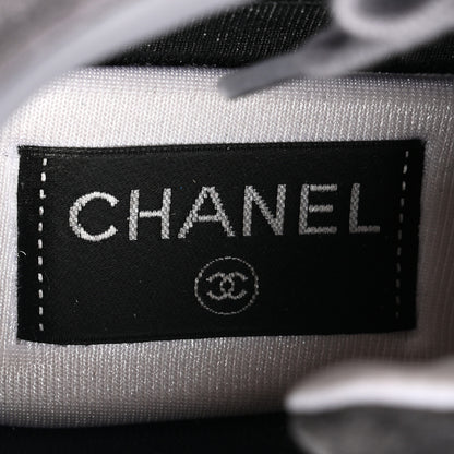 Chanel Suede Calfskin CC Sneakers 36.5 Black Grey 8 of 9
