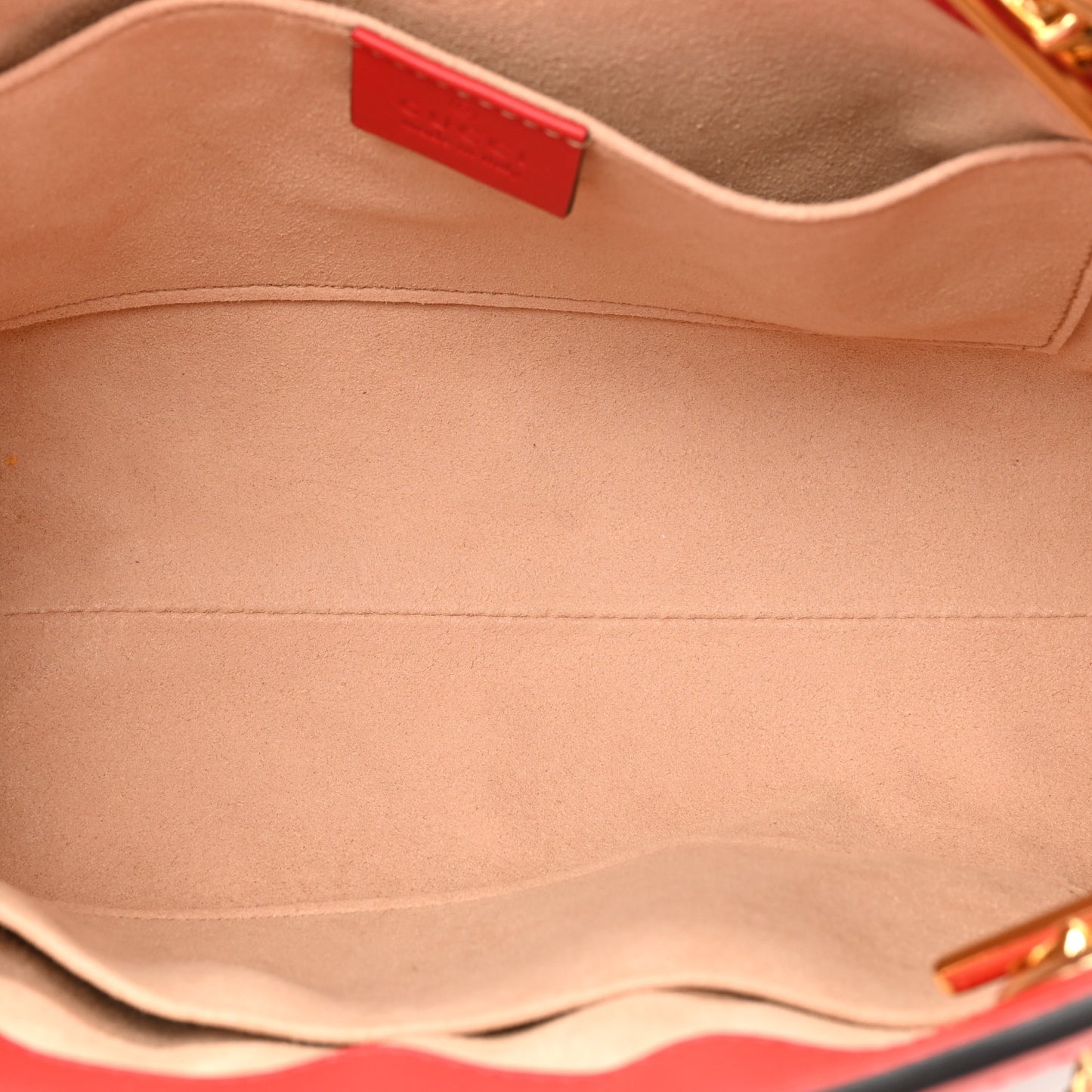 GG Supreme Monogram Apple Small Padlock Tote Beige Multicolor Lobster Red