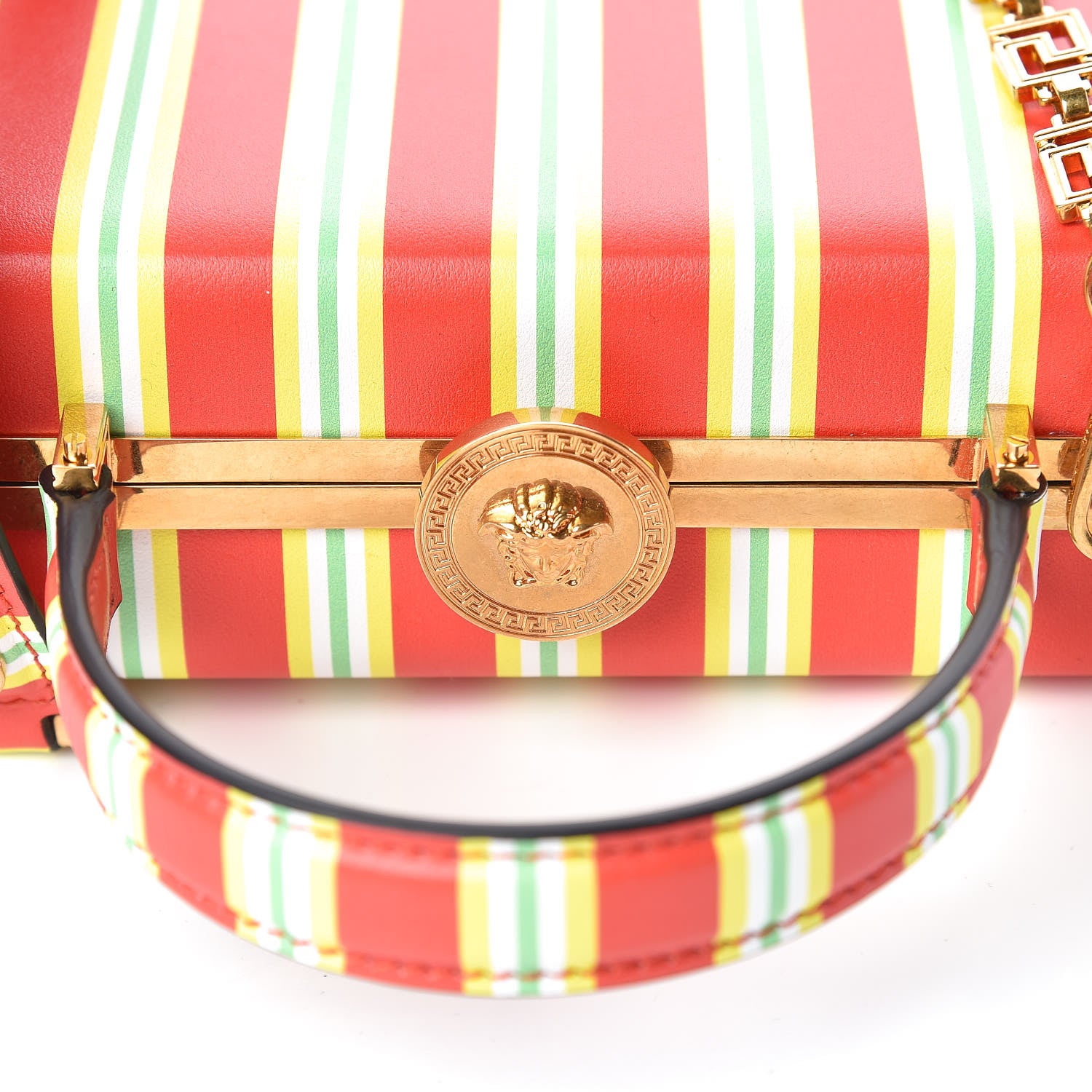 Versace Calfskin Tapestry Print Conglobo Square Shoulder Bag Drgot 9 of 9