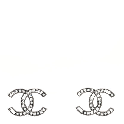 Chanel Baguette Crystal CC Earrings Silver 1 of 4