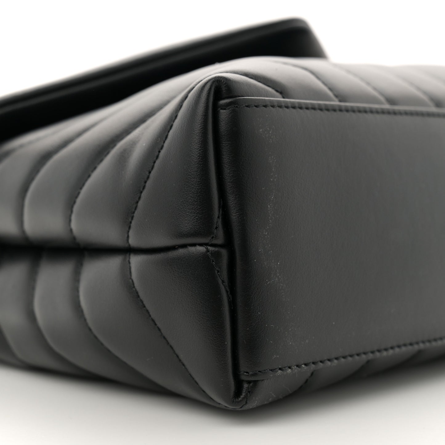 Calfskin Y Quilted Monogram Small Loulou Chain Satchel Black