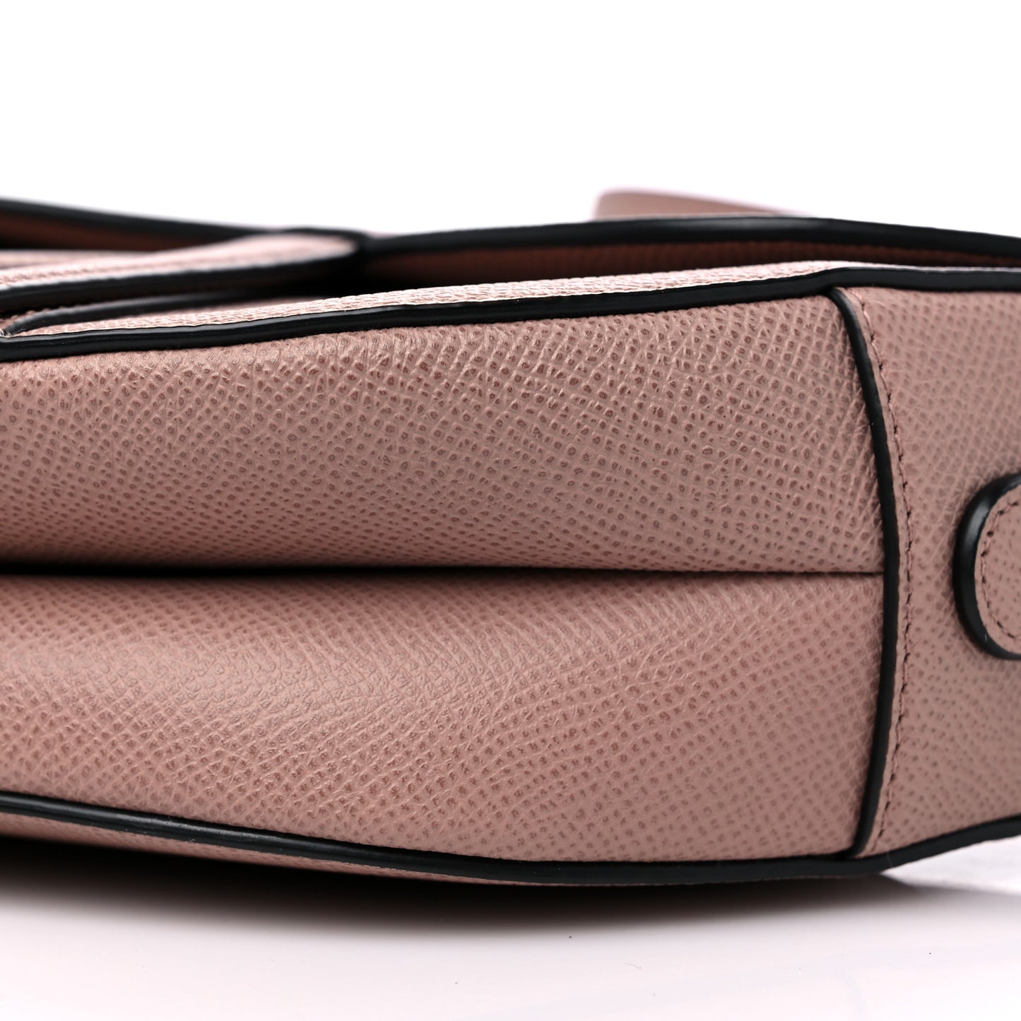 Grained Calfskin Saddle Bag With Strap Blush