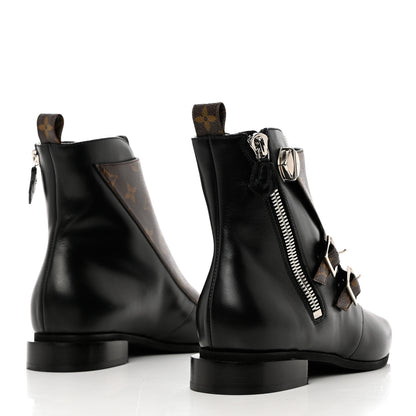 Louis Vuitton Calfskin Monogram Jumble Flat Ankle Boots 38.5 Black 4 of 10