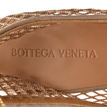 Bottega Veneta Mesh Calfskin Stretch Chain Strap 90mm Pumps 39 Beige Pony 8 of 10