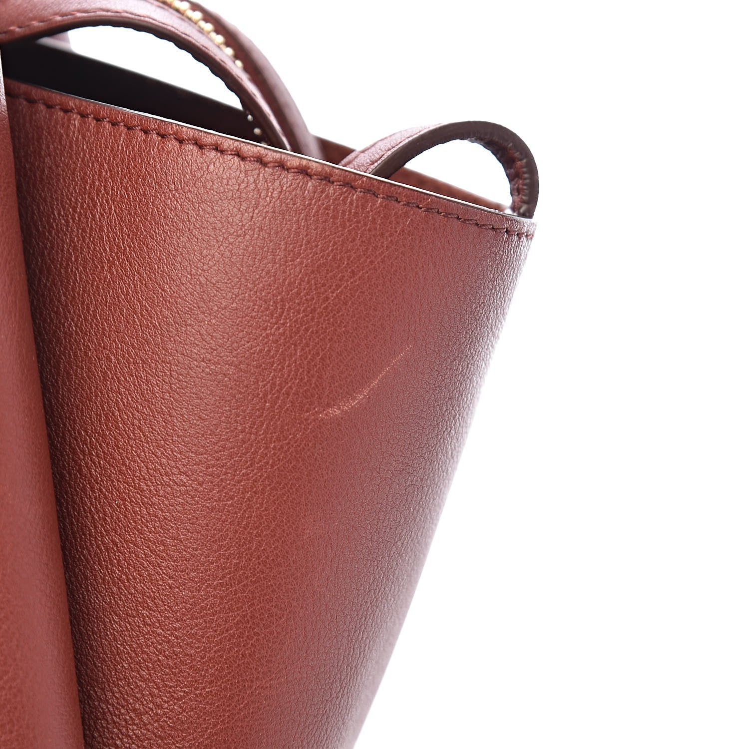 Celine Calfskin Medium Tri-Fold Bag Red Wood 10 of 17