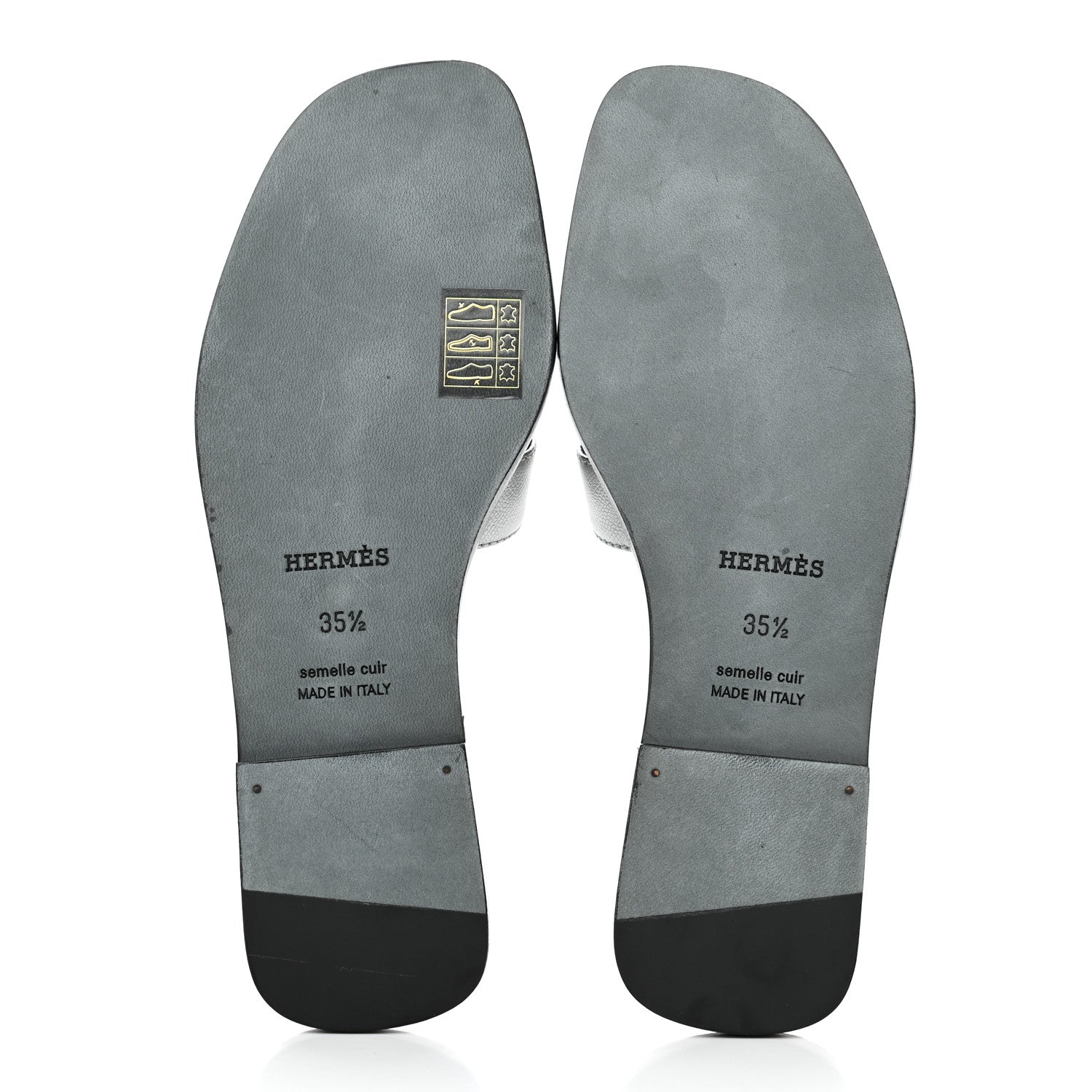 Hermes Metallic Epsom Oran Sandals 35.5 Argent 5 of 9