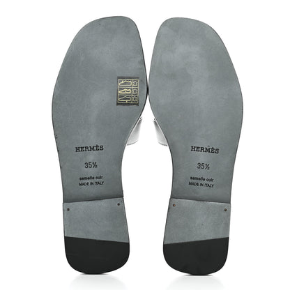 Hermes Metallic Epsom Oran Sandals 35.5 Argent 5 of 9