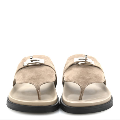 Hermes Suede Goatskin Womens Empire Sandals 35 Beige Sable 3 of 10