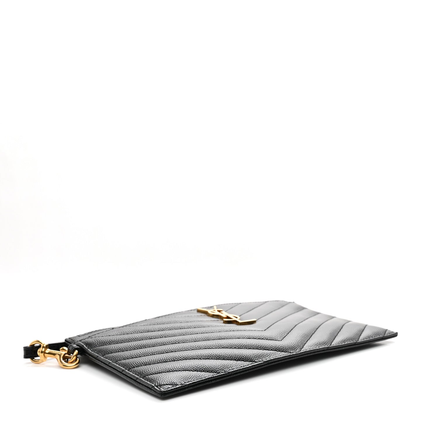 Grain De Poudre Chevron Monogram Large Bill Pouch Black