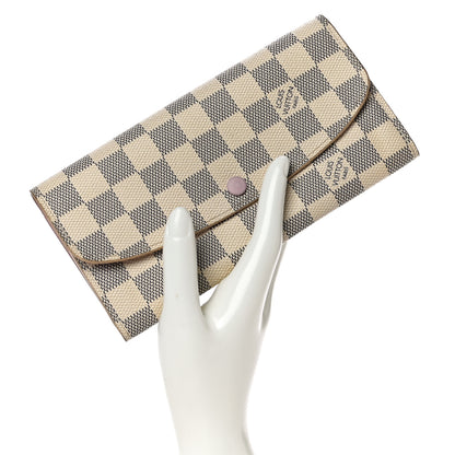Louis Vuitton Damier Azur Emilie Wallet Rose Ballerine 2 of 10