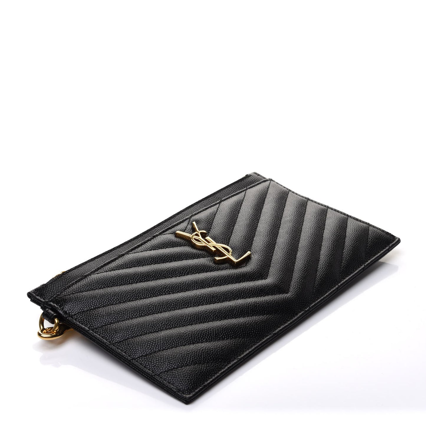 Grain De Poudre Chevron Monogram Large Bill Pouch Black
