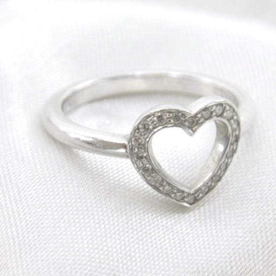 Tiffany Platinum Diamond Heart Ring 3.25 1 of 6