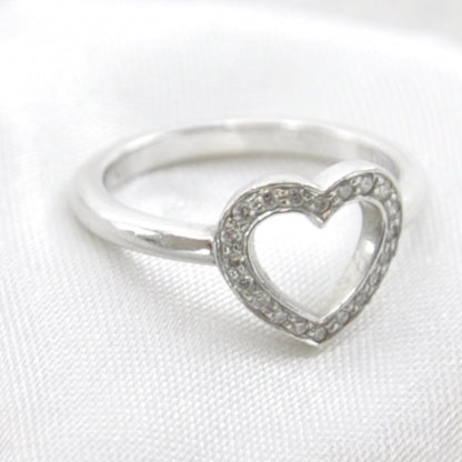 Tiffany Platinum Diamond Heart Ring 3.25 1 of 6