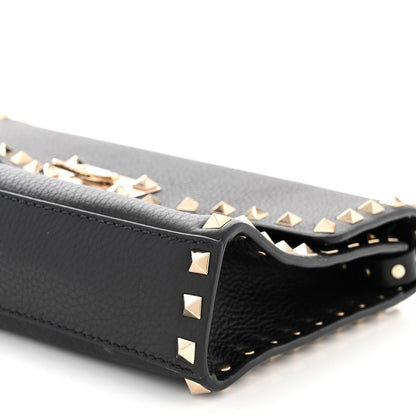 Valentino Garavani Pebbled Calfskin Medium Rockstud Flip Lock Crossbody Bag Black 9 of 9