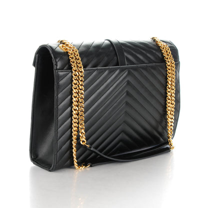 Saint Laurent Smooth Calfskin Matelasse Large Classic Monogram Satchel Black 3 of 7