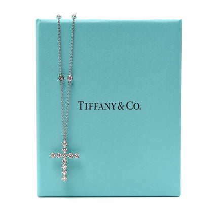 Tiffany Platinum Diamond Small Jazz Cross Pendant Necklace 6 of 6