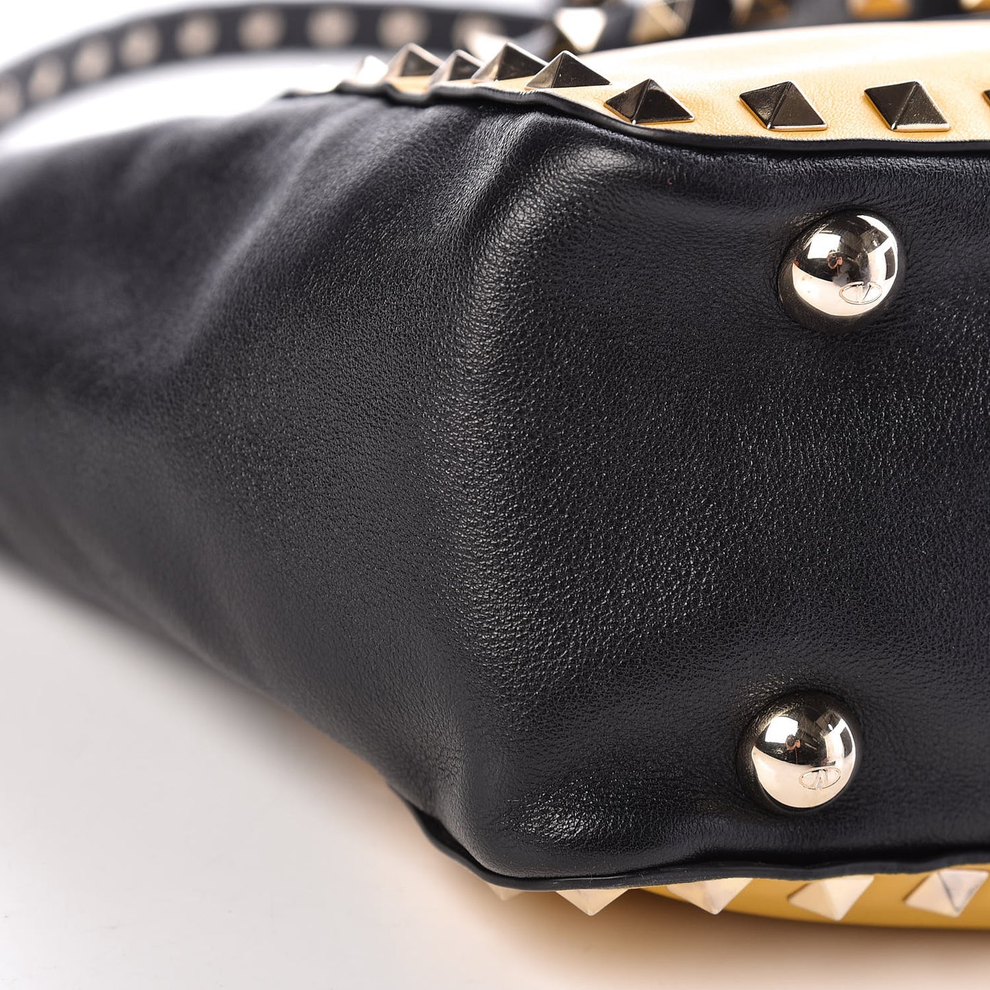 Vitello Mini Rockstud Tote Yellow Black
