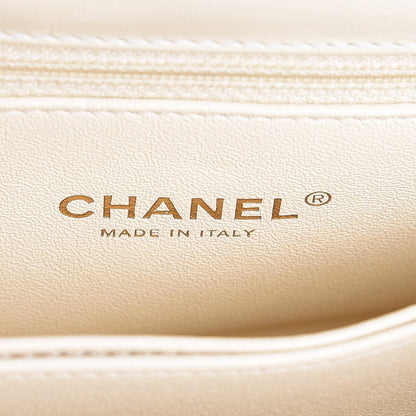 Chanel Calfskin Lizard Chevron Quilted Mini Coco Handle Flap White 6 of 10