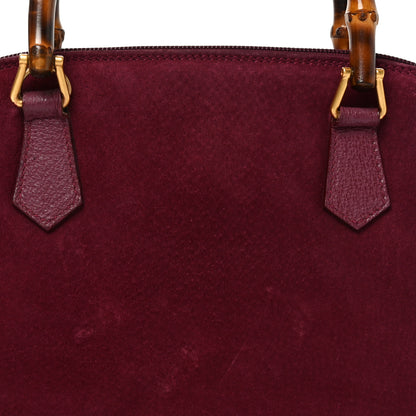 Gucci Suede Bamboo Handle Dome Bag Burgundy 8 of 10