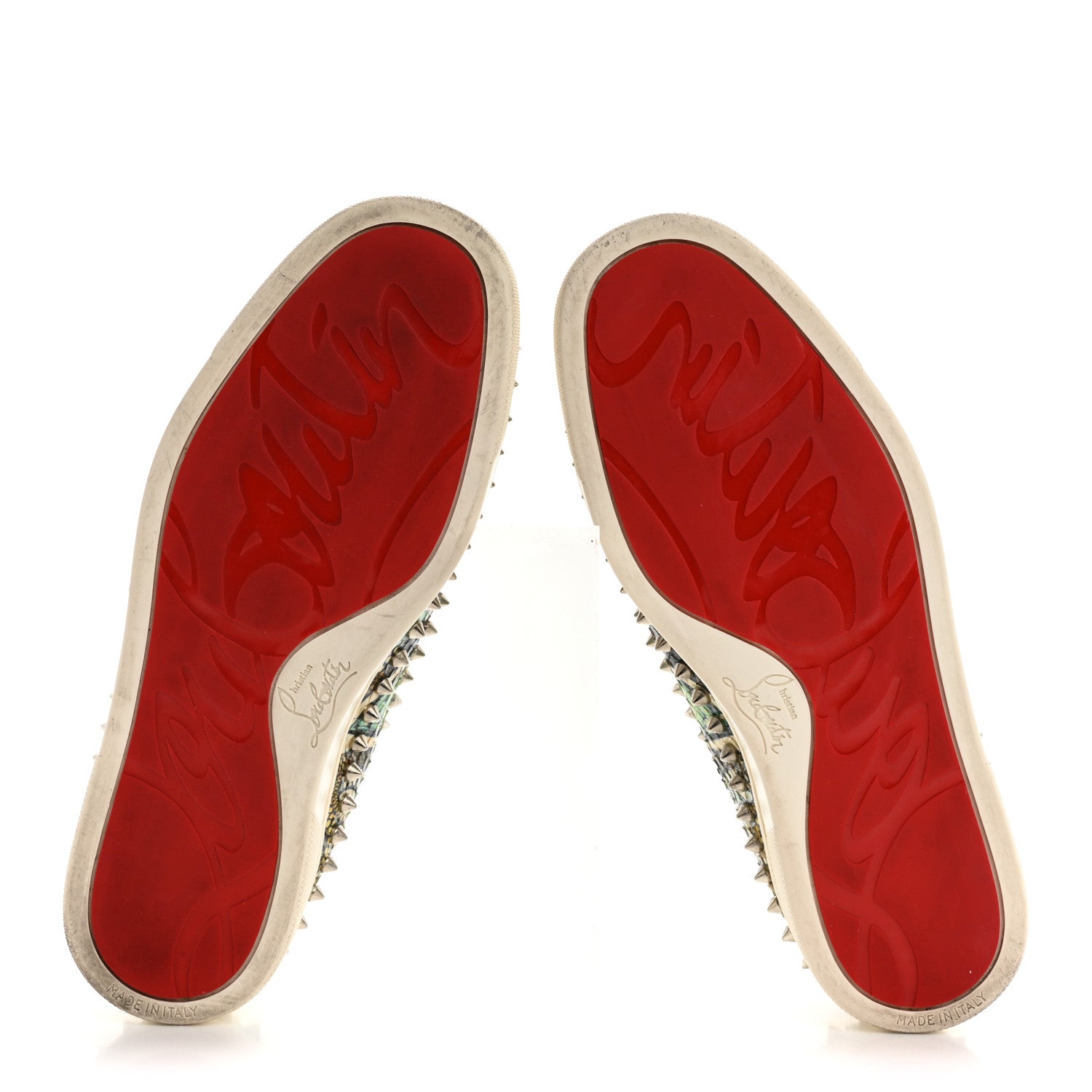 Christian Louboutin Snakeskin Spikes Pik Boat Flats 38 Multicolor 6 of 12