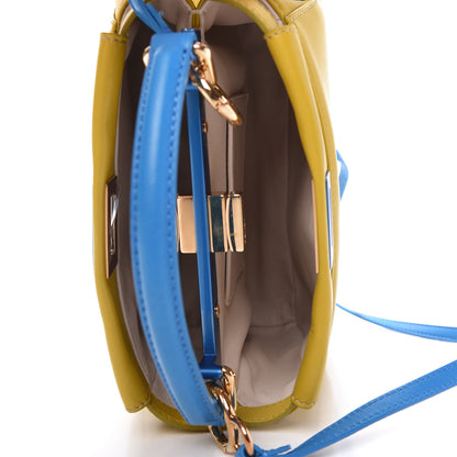 Fendi Nappa Colorblock Mini Peekaboo Iconic Satchel Lime Blue Royal Latte 5 of 9