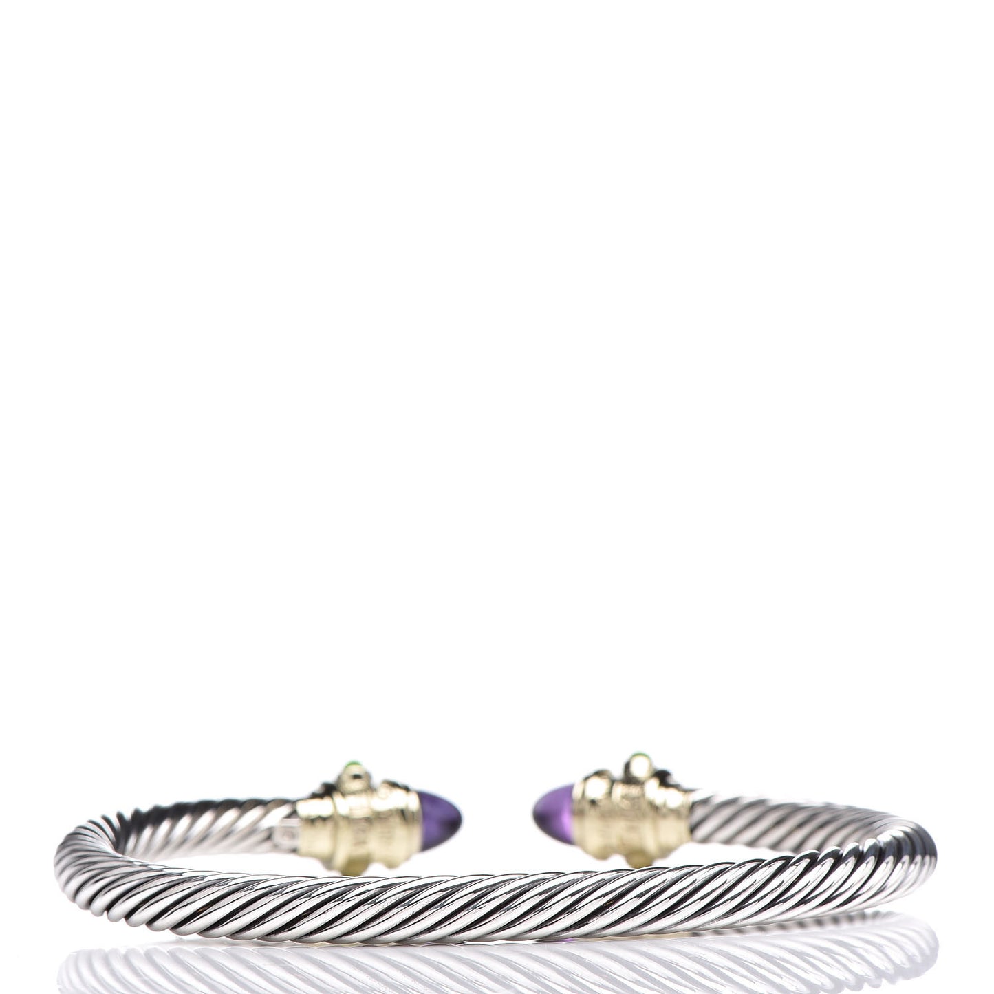 Sterling Silver 14K Yellow Gold Amethyst Green Onyx 5mm Cable Renaissance Bracelet