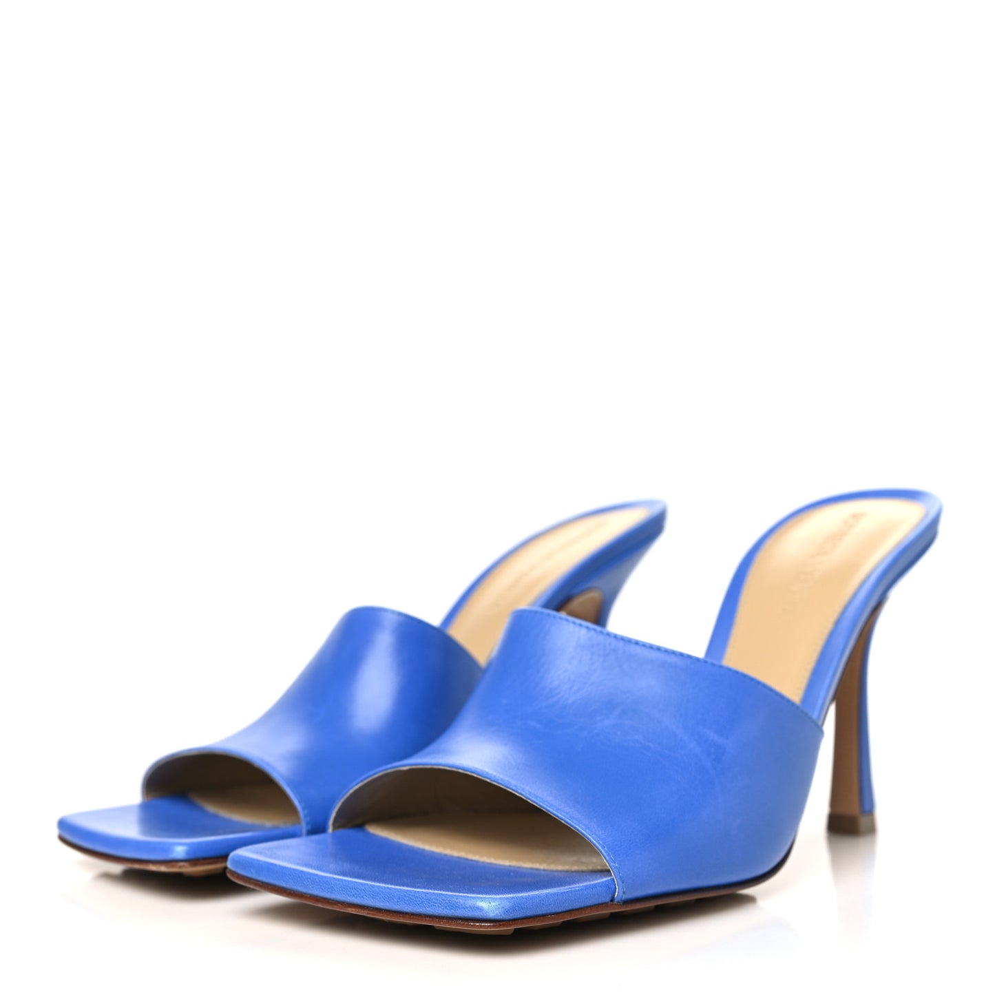 Lambskin Stretch Mule Sandals 37.5 Aquarium
